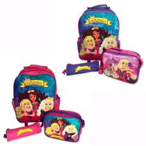 Kit Mochilas Infantil 3P Princesas Rosa/Roxo Sortido