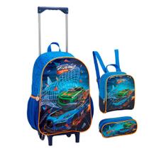 Kit Mochilete Escolar Lancheira Estojo Carros Seanite