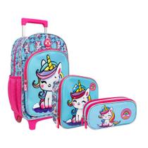 Kit Mochilete Mochila De Rodinhas C/ Estojo Escolar e Lancheira Unicórnio Infantil Feminina Yepp Unicorn Kit Mochilete Mochila De Rodinhas C/ Estojo Escolar e Lancheira Unicórnio Infantil Feminina Yepp Unicorn