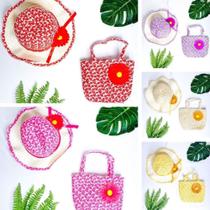 Kit Moda Chapéu e bolsinha Infantil Praia Piscina Passeio Kit Moda Chapéu e bolsinha Infantil Praia Piscina Passeio