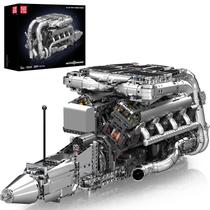 Kit Modelo de Motor Mould King V8 Twin Turbo con Motor para Adultos