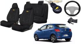 Kit Moderno Capas Tecido Onix 2016 a 2019 + Capa Volante + Chaveiro GM