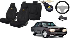 Kit Moderno Capas Tecido para Bancos Opala 1968 a 1992 + Volante + Chaveiro GM