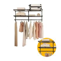 Kit Modular Duplo Preto Para Organizar Ambientes 120 X 50 Cm Mo0025