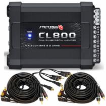 Kit Modulo Amplificador Stetsom CL800.4 800 Watts Rms com 2 Cabos Rca 5m e 2 Cabos Y Reforçados Kit Modulo Amplificador Stetsom CL800.4 800 Watts Rms com 2 Cabos Rca 5m e 2 Cabos Y Reforçados