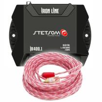 Kit Módulo Amplificador Stetsom IR400.1 400 Watts Rms 1 Canal 2 Ohms com Cabo RCA 5M Stetsom Injetado
