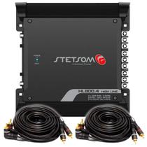 Kit Modulo Automotivo Hl800.4 C/ 2 Cabos Rca 5 Metros