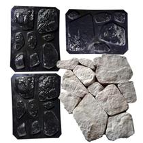 Kit molde 22 pedras moledo rústico em gesso e cimento