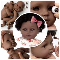 Kit Molde Bebê Reborn Realista Menina Negra 52cm Silicone