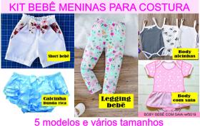 KIT moldes bebê meninas 5 modelos e vários tamanhos - mtmoldes e modelagens