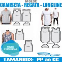 Kit Moldes Masculinos, Camiseta, Regata e Longline, Modelagem&Diversos, Tamanhos PP ao GG