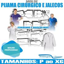 Kit Moldes Pijama Cirúrgico E Jalecos Feminino E Masculino, Modelagem&Diversos, Tamanhos P ao XG