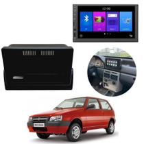 KIT MOLDURA 2 DIN FIAMON UNO MILLE/FIORINO 2004 a 2013 + CENTRAL MULTIMIDIA SLIM MP8 7 2 DIN UNIVERSAL