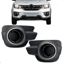 Kit Moldura Farol Milha Renault Kwid 2017 2018 2019 2020 Aro Cromado Sem Furo Kit Moldura Farol Milha Renault Kwid 2017 2018 2019 2020 Aro Cromado Sem Furo