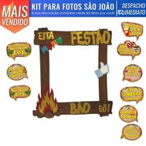 Kit Moldura Fotos e Placas Divertidas Frases Junina São João Frases Selfie Decoração Festa Temática