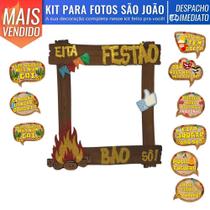 Kit Moldura Fotos e Placas Divertidas Frases Junina São João Frases Selfie Decoração Festa Temática - Piffer