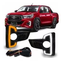 Kit Moldura Grade Milha DRL LED + Seta Hilux 2019 2020