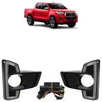 Kit Moldura Grade Milha Hilux 2019 2020 Black Piano Led Furo Milha