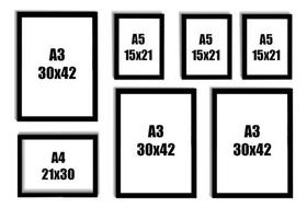 Kit Moldura Mosaico Coleçaõ Sala Quadro Decorativo A3 A4 A5