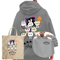 Kit Moletom E Ecobag Blusa De Frio Stray Kids 5 Star Chibli