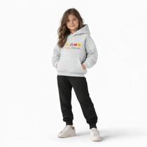 Kit Moletom Infantil Bolsos Capuz Happy Estampado Roupa Confortável Macia Uso Diário Criança Kit Moletom Infantil Bolsos Capuz Happy Estampado Roupa Confortável Macia Uso Diário Criança