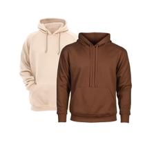 Kit Moletom Masculino Blusa Masculina Canguru sem Ziper com Capuz Liso Flanelado Básico Unissex