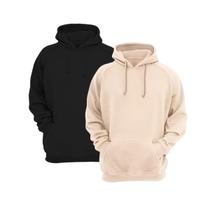 Kit Moletom Masculino Blusa Masculina Canguru sem Ziper com Capuz Liso Flanelado Básico Unissex