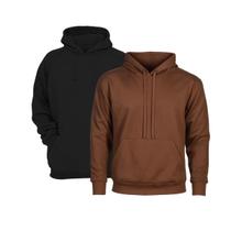 Kit Moletom Masculino Blusa Masculina Canguru sem Ziper com Capuz Liso Flanelado Básico Unissex