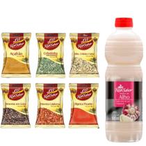 Kit Molho De 900ml Pimenta Alho Salada Shoyu + Saches De 6 Temperos Sua Escolha