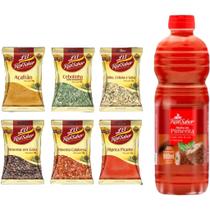 Kit Molho De 900ml Pimenta Alho Salada Shoyu + Saches De 6 Temperos Sua Escolha