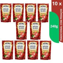 Kit Molho De Tomate HEINZ Tradicional com pedaços Sachê 240grs ingredientes culinário cozinha temperos