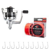 Kit Molinete Arena 4000 + Linha 0,33mm + 10 Anzol