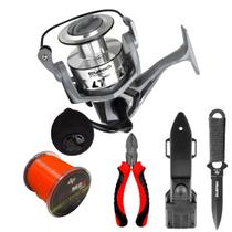 Kit Molinete Curió Drag 7kg Com Linha Alicate e Faca Tática