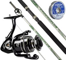 Kit Molinete Drag 10kg Vara Fibra de Vidro 1,80mt e Linha Mono