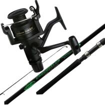 Kit Molinete Shimano Ix 4000r Vara Fibra De Vidro Maciça Cor:Preto