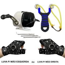 Kit Molinete SpinCas Lança Dardo Estilingue Luva de Proteção Escolha 1 Lado Kit Molinete SpinCas Lança Dardo Estilingue Luva de Proteção Escolha 1 Lado