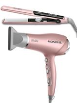 Kit Mondial 2 em 1 Secador SC-32 220V & Prancha Chapinha P-20 Golden Rose Bivolt