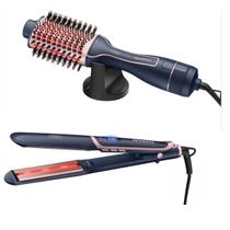 Kit Mondial de Escova ES-01 E Prancha P-01 Infra Red Ion Turmalina - Bivolt