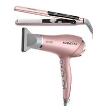 Kit Mondial Golden Rose 2 em 1 com Secador SC SCN32 Potente e Prancha Chapinha Alisadora P20 Voltagem 110v~1270v