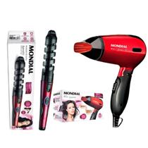 Kit Mondial Portátil 2 em 1 com Secador Portátil SC10 e Modelador de Cachos EM05 Bivolt