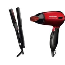 Kit Mondial Secador Max Travel SC-10 E Prancha Alisadora P-15 Bivolts