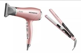 Kit Mondial Secador SCN32 & Prancha Golden Rose P-20 2 Em 1 110V