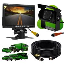 Kit Monitor 7 Pol LCD Câmera HD 18 Leds Infravermelho Cabo 15m Conexão 4 Pinos Para Carro Caminhão Van