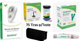 Kit Monitor De Diabetes C/75 Tiras + Lancetas Bioland G425-3