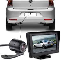 Kit Monitor Estacionamento Tela Fixa 4.3" + Câmera de Ré Borboleta HD Ótima Imagem