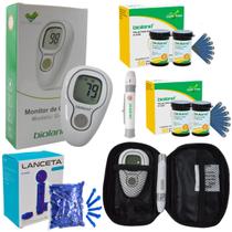 Kit Monitor Glicemia 100 Tiras Glicose 200 Lancetas Bioland