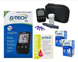Kit Monitor Glicose Medir Glicemia 100 Tiras 100 Lanc G-tech - G Tech