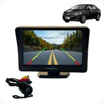 Kit Monitor LCD 4.3 Polegadas Câmera de Ré Prisma 2006 2007 2008 2009 2010 2011 2012 2013 até 2018