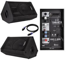 Kit Monitor Retorno ativo 10" + Passiva 200W SAGA + Cabo