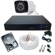 Kit Monitoramento 1 Câmera Infravermelho AHD 1.0 Megapixel DVR Multi HD 4 Canais - Acesso Remoto